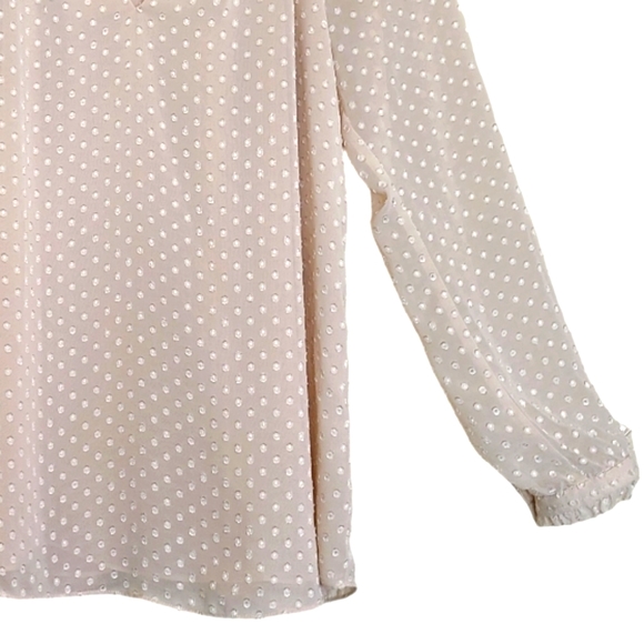 Diane Von Furstenberg Swiss dot cream long sleeved blouse - Picture 5 of 13
